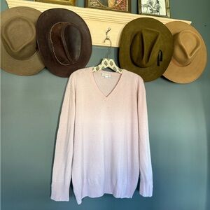 8 design Cashmere pale pink V-Neck Cashmere Sweater sz L / XL